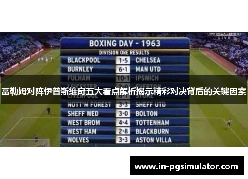 富勒姆对阵伊普斯维奇五大看点解析揭示精彩对决背后的关键因素